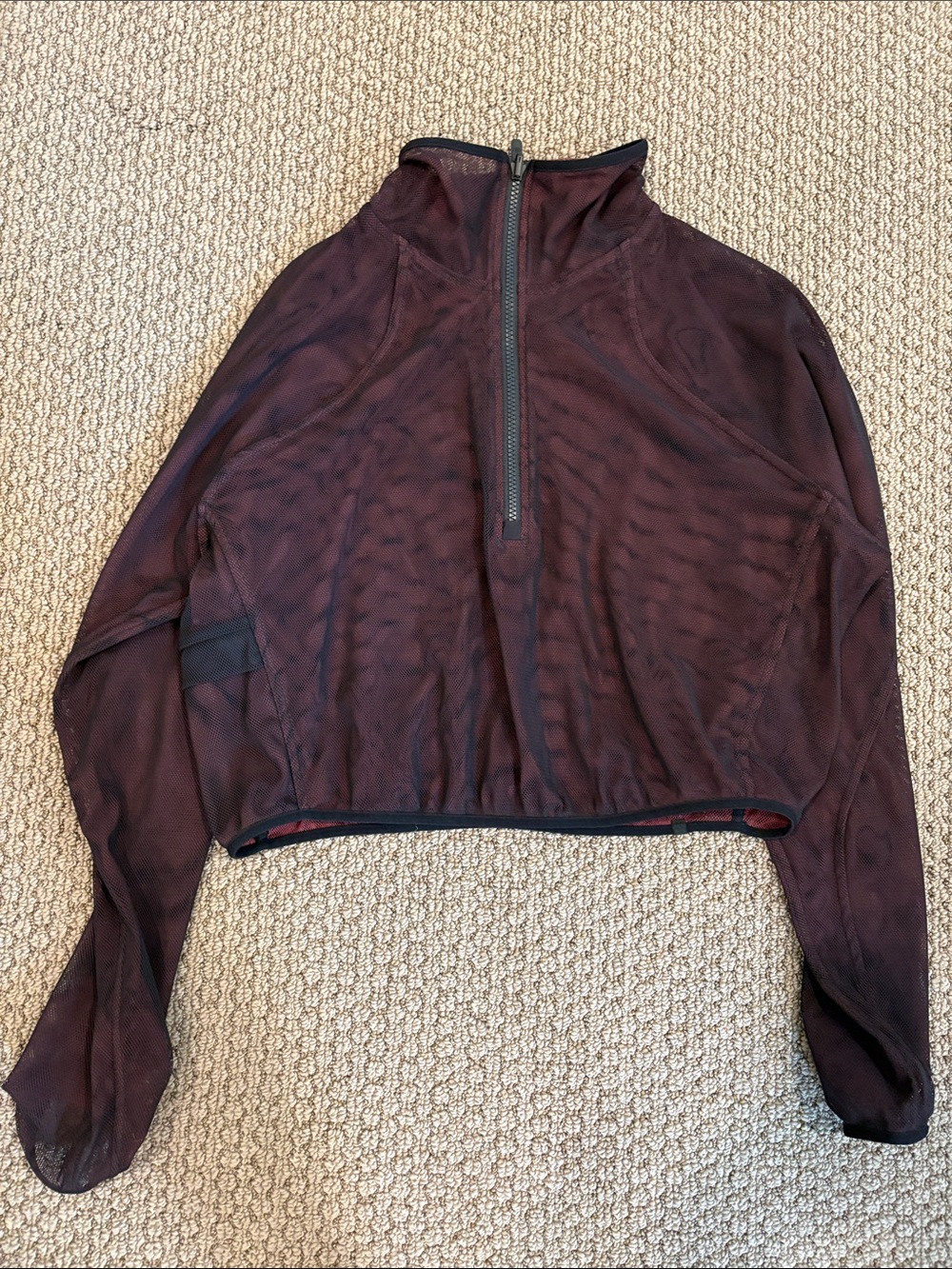 lululemon athletica Burgundy Long Sleeve Mesh Half-Zip Pullover